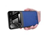 Custodia Per Samsung Galaxy S24, Ibrido Tpu Bumper, Antiscivolo, Custodia In Pelle Con Texture Litchi E Vetro Protettivo Blu