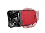 Custodia Per Samsung Galaxy S24 Ultra, Ibrido Tpu Bumper, Antiscivolo, Custodia In Pelle Con Texture Litchi E Vetro Protettivo Rosso