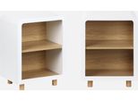 Set 2 Comodini Effetto Legno Con 2 Nicchie , Bianco