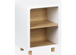 Comodino Effetto Legno, 2 Nicchie, Bianco