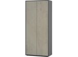 Simplyfurn Armadio Ufficio Amira T00, Armadio Chiuso Con 2 Grandi Ante, Anthrazit E Cemento Ossidato, Push-To-Open, 180X80X40 Cm, Armadio Per Documenti Per Ufficio E Home Office.