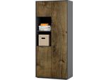 Simplyfurn Armadio Ufficio Amira T20, Armadio Con Due Vani Aperti, Anthrazit E Rovere Ribbeck, Push-To-Open, 180X80X40 Cm, Armadio Per Documenti Per Ufficio E Home Office.