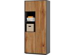 Simplyfurn Armadio Ufficio Amira T20, Armadio Con Due Vani Aperti, Anthrazit E Rovere Wotan, Push-To-Open, 180X80X40 Cm, Armadio Per Documenti Per Ufficio E Home Office.