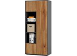 Simplyfurn Armadio Ufficio Amira T30, Armadio Con Tre Vani Aperti, Anthrazit E Rovere Wotan, Push-To-Open, 180X80X40 Cm, Armadio Per Documenti Per Ufficio E Home Office