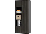 Simplyfurn Armadio Ufficio Amira T30, Armadio Con Tre Vani Aperti, Anthrazit E Avola Antracite, Push-To-Open, 180X80X40 Cm, Armadio Per Documenti Per Ufficio E Home Office