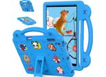 Custodia Protettiva Per Ipad Air 2 /Ipad 6Th/Ipad Pro 9.7, Simpatica Custodia Per Bambini, Antiurto Con Maniglia E Supporto Blu