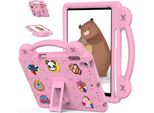 Custodia Protettiva Per Ipad Air 2 /Ipad 6Th/Ipad Pro 9.7, Simpatica Custodia Per Bambini, Antiurto Con Maniglia E Supporto Rosa