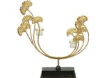 Mauro Ferretti Portacandele Iris 50X12X55 Cm Oro Nero Foglia Gingko