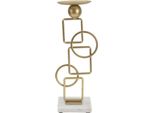 Candelabro Mauro Ferretti Marie 13X10X31,5 Cm In Ferro Dorato E Marmo Bianco