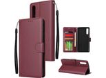 Per Samsung A50 Custodia Protettiva In Pelle Pu Con Fibbia E 3 Posizioni Per Le Carte Vino Rosso