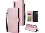 Per Samsung A70 Custodia Protettiva In Pelle Pu Con Fibbia E 3 Posizioni Per Le Carte Oro Rosa