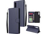 Per Samsung A70 Portafoglio Custodia Protettiva In Pelle Pu Con Fibbia E 3 Posizioni Per Carte Blu