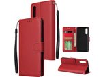 Per Samsung A50 Portafoglio Custodia Protettiva In Pelle Pu Con Fibbia E 3 Posizioni Per Carte Di Credito Rosso