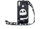 Per Samsung A10S A20S Tpu Custodia Protettiva Completa Del Telefono Cellulare Del Cartone Animato Con La Tasca Della Moneta + Il Cordino D'attaccatura 5 Orsi Neri A Strisce