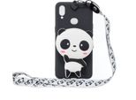 Per Samsung A10S A20S Tpu Custodia Protettiva Completa Del Telefono Cellulare Del Cartone Animato Con La Tasca Della Moneta + Cordicella D'attaccatura 4 Panda Neri