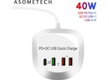 4 Porte Usb Charger Hub 40W Pd Qc3.0 Fast Charging Adapter Phone Per Iphone Xiaomi Samsung Huawei Eu Plug