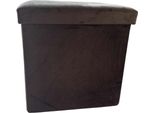 Pouf Con Contenitore - Marrone - Pelle Scamosciata - 40 Cm X 40 Cm X 40 Cm - Pouf Pieghevole - Poggiapiedi Con Contenitore - Cestino Portaoggetti