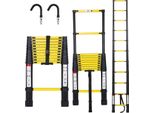 Jayseuw Scala Telescopica In Alluminio Leggera Antiscivolo 3,2M Nero + Ganci Scala Multifunzionale Scala Multiuso Scala Allungabile 15 Gradini Scala A Gradini In Alluminio Di Alta Qualità Portata 150KG