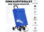 Carrello Spesa Blu Scuro + 4 Ruote + 2X Struttura In Metallo