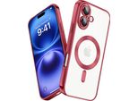 Custodia Per Iphone 16 Plus Magnetic Ultra Thin Transparent Case Con Magsafe E Camera Cover Rosso