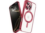 Custodia Per Iphone 16 Pro Magnetic Ultra Thin Transparent Case Con Magsafe E Camera Cover Red