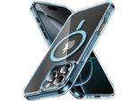 Custodia Magnetica Trasparente Per Iphone 16 Pro Max, Compatibile Con Magsafe, Custodia Protettiva Ibrida Antiurto Blu