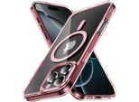 Custodia Magnetica Trasparente Per Iphone 16 Pro Max, Compatibile Con Magsafe, Custodia Protettiva Ibrida Antiurto Rosa