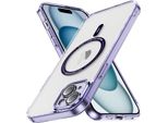 Custodia Magnetica Trasparente Per Iphone 15, Compatibile Con Magsafe, Custodia Protettiva Ibrida Antiurto Viola