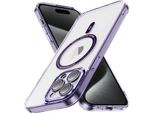 Custodia Magnetica Trasparente Per Iphone 15 Pro Max, Compatibile Con Magsafe, Custodia Protettiva Ibrida Antiurto Viola