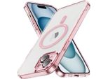 Custodia Magnetica Trasparente Per Iphone 15, Compatibile Con Magsafe, Custodia Protettiva Ibrida Antiurto Rosa