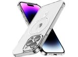 Custodia Magnetica Trasparente Per Iphone 14 Pro, Compatibile Con Magsafe, Custodia Protettiva Ibrida Antiurto Bianca