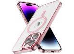 Custodia Magnetica Trasparente Per Iphone 14 Pro Max, Compatibile Con Magsafe, Custodia Protettiva Ibrida Antiurto Rosa