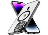 Custodia Magnetica Trasparente Per Iphone 14 Pro Max, Compatibile Con Magsafe, Custodia Protettiva Ibrida Antiurto Nera