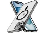 Custodia Magnetica Trasparente Per Iphone 15, Compatibile Con Magsafe, Custodia Protettiva Ibrida Antiurto Nera