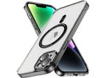 Custodia Magnetica Trasparente Per Iphone 14, Compatibile Con Magsafe, Custodia Protettiva Ibrida Antiurto Nera