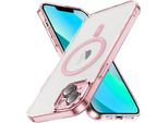 Custodia Magnetica Trasparente Per Iphone 13, Compatibile Con Magsafe, Custodia Protettiva Ibrida Antiurto Rosa