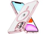 Custodia Magnetica Trasparente Per Iphone 11, Compatibile Magsafe, Custodia Protettiva Ibrida Antiurto Rosa