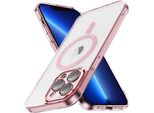 Custodia Magnetica Trasparente Per Iphone 12 Pro Max, Compatibile Con Magsafe, Custodia Protettiva Ibrida Antiurto Rosa