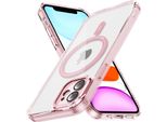 Custodia Magnetica Trasparente Per Iphone 12, Compatibile Magsafe, Custodia Protettiva Ibrida Antiurto Rosa