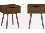 Set 2 Comodini Effetto Legno 1 Cassetto Marrone, Noce