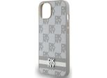 Dkny, Custodia Elegante Per Iphone 14 Con Motivo A Scacchi E Righe, Giallo-Grigio