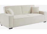 Sweeek - Divano A 3 Posti Con Funzione Letto, Rivestimento Bouclé Bianco Crema - Crema