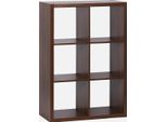 Libreria A 2 Livelli Con 6 Scomparti, Noce