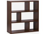 Libreria Asimmetrica A 3 Livelli Con 6 Vani, Noce