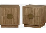 Set Di 2 Comodini A 2 Cassetti Effetto Mango Scanalato