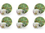 Excelsa Set Di 6 Tazze Da Espresso Con Piattini Calavera In Porcellana Colorata Da 7 Cl