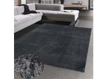 Tappeto Shaggy A Pelo Alto Lavabile Antiscivolo Grigio Antracite Dimensioni - 140 X 200 Cm