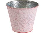 Vaso Rotondo Per Piante, In Rosso Ø 10X9 Cm, Fioriera In Metallo