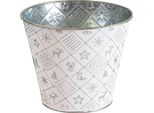 Vaso Rotondo Per Piante, In Argento Ø 12X11 Cm, Fioriera In Metallo