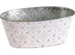 Vaso Ovale Per Piante, In Argento 24X13 Cm, Fioriera In Metallo